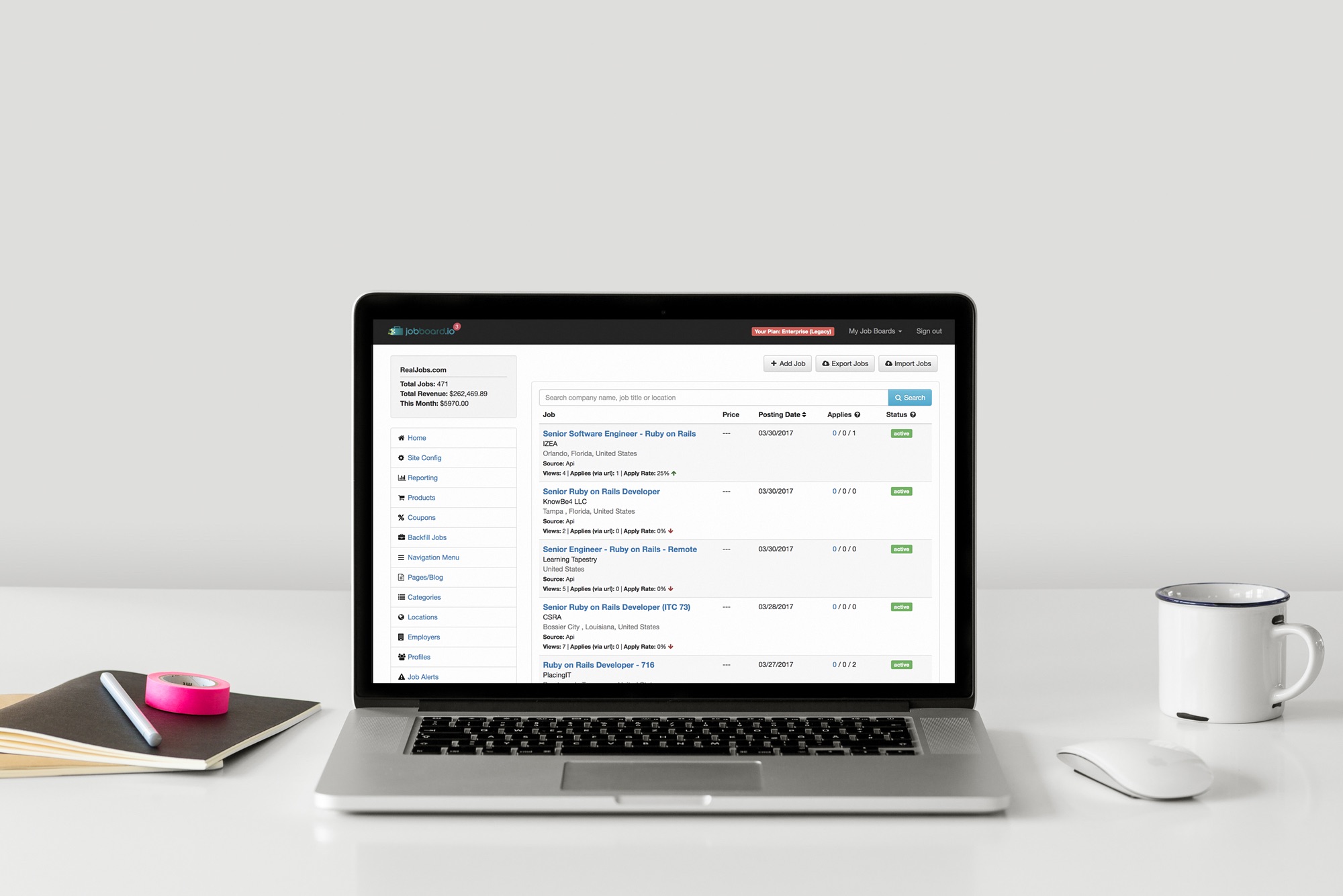 Easy Admin Panel Job Board Software JobBoard.io